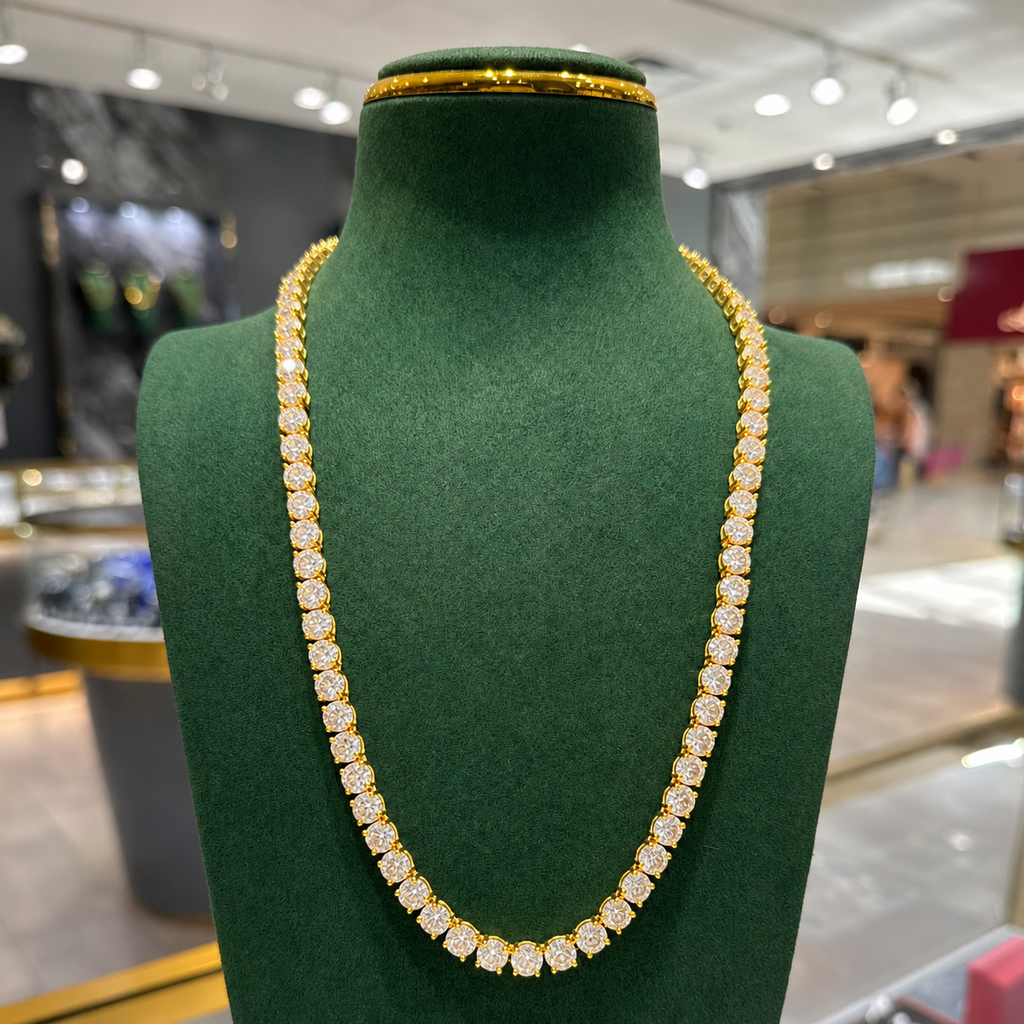 VVS1 Moissanite Tennis Chain – Custom Length 18K Gold over S925