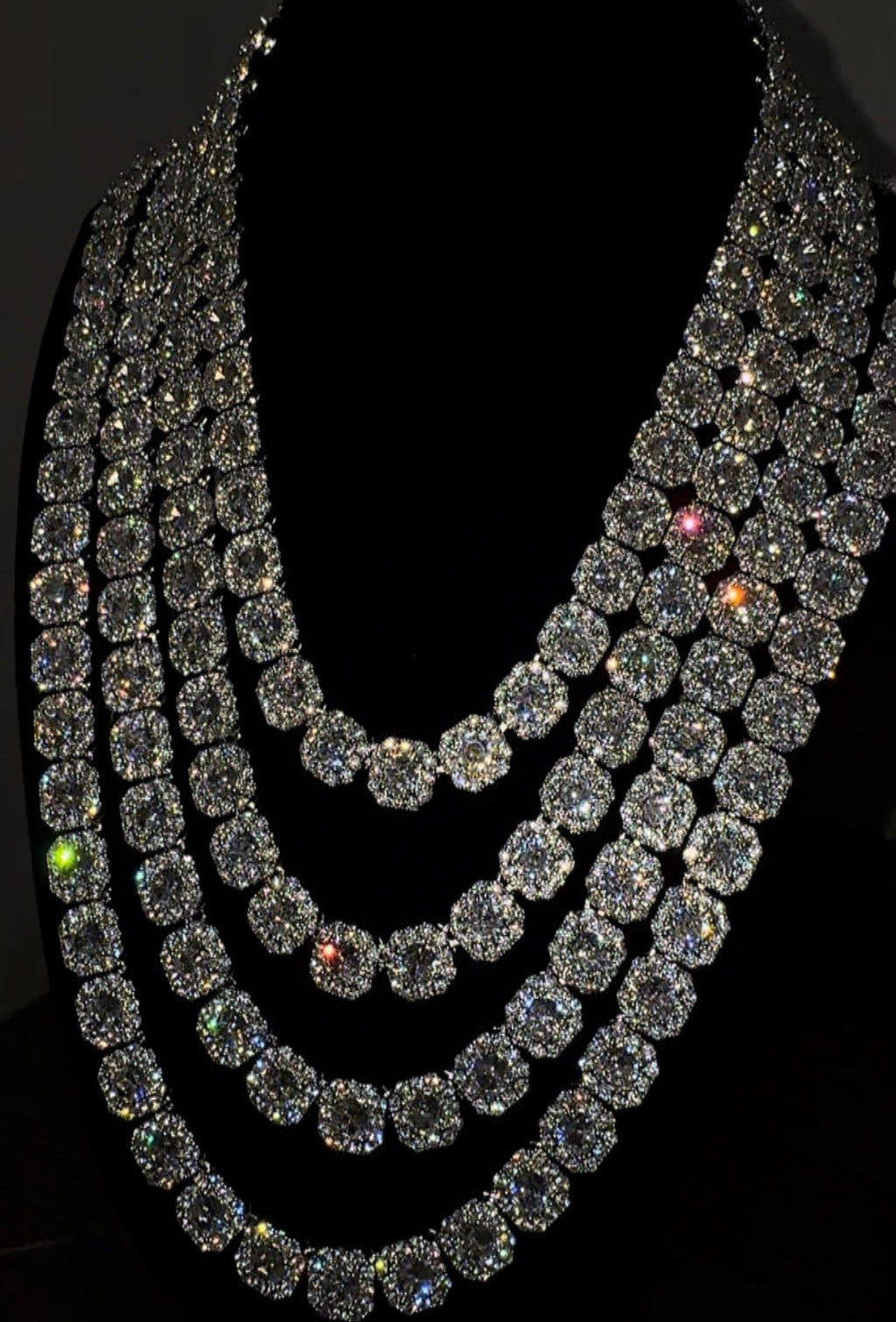 VVS1 Moissanite x Crystal Cluster Necklace - S925, Engraving, GRA