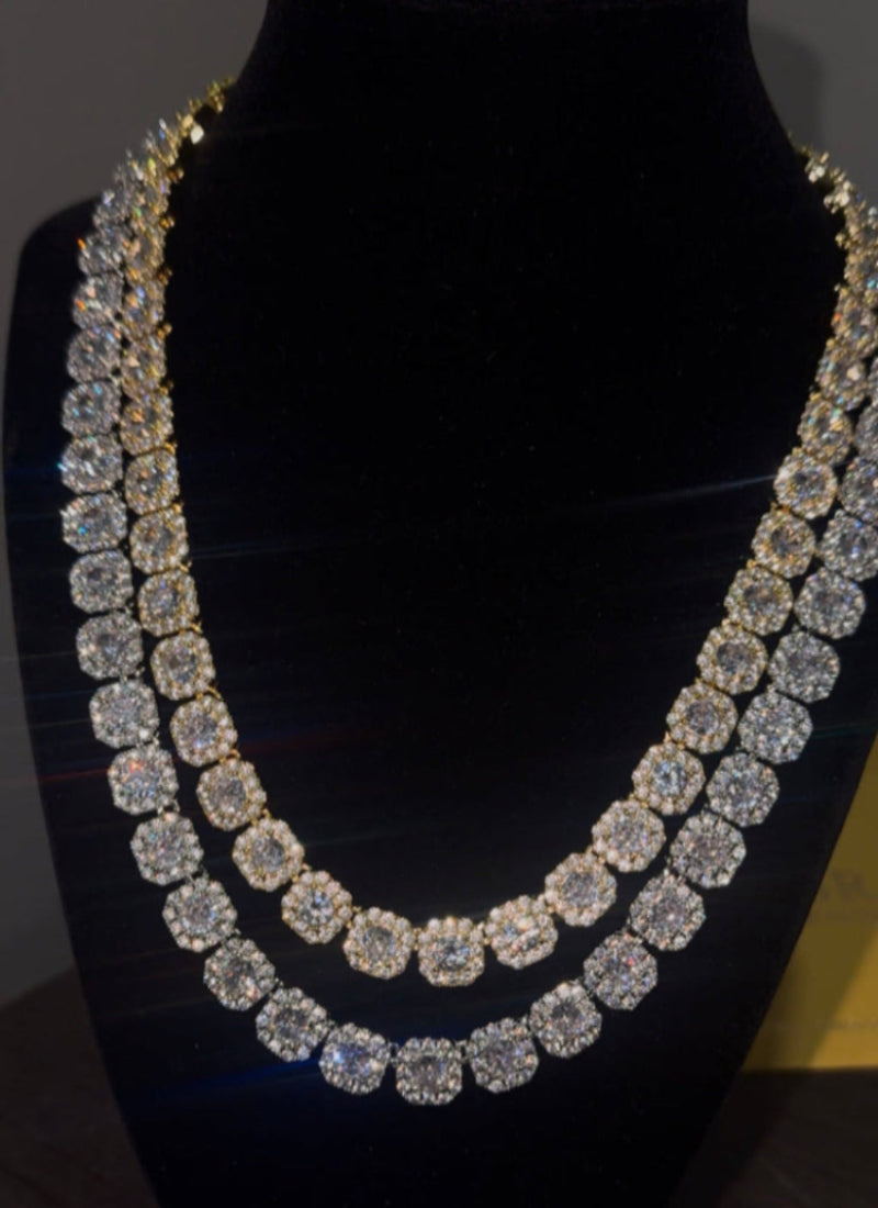 VVS1 Moissanite x Crystal Cluster Necklace - S925, Engraving, GRA